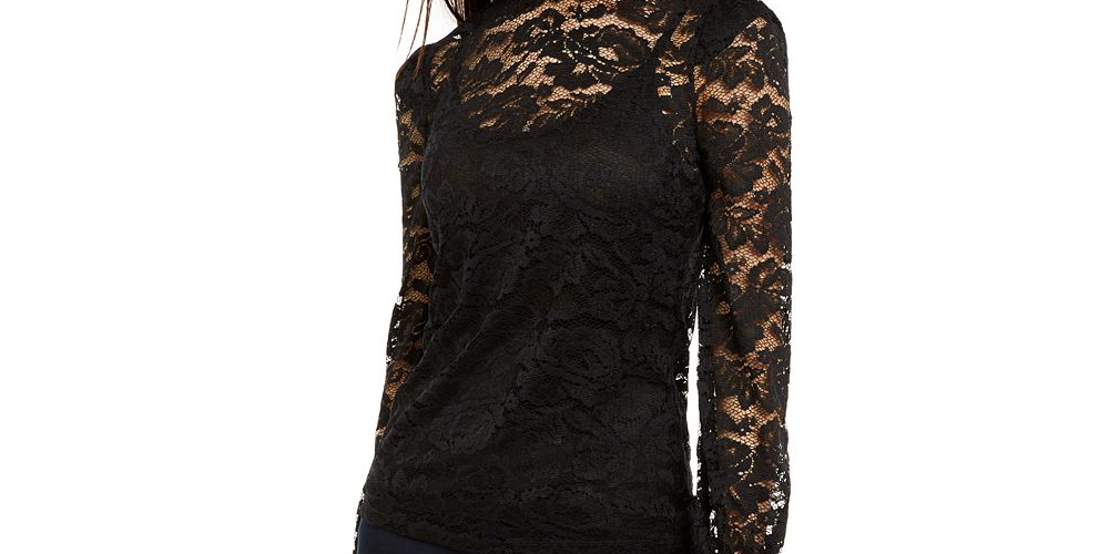 Blusa de renda feminina INC International Concepts, branca, tamanho pequeno