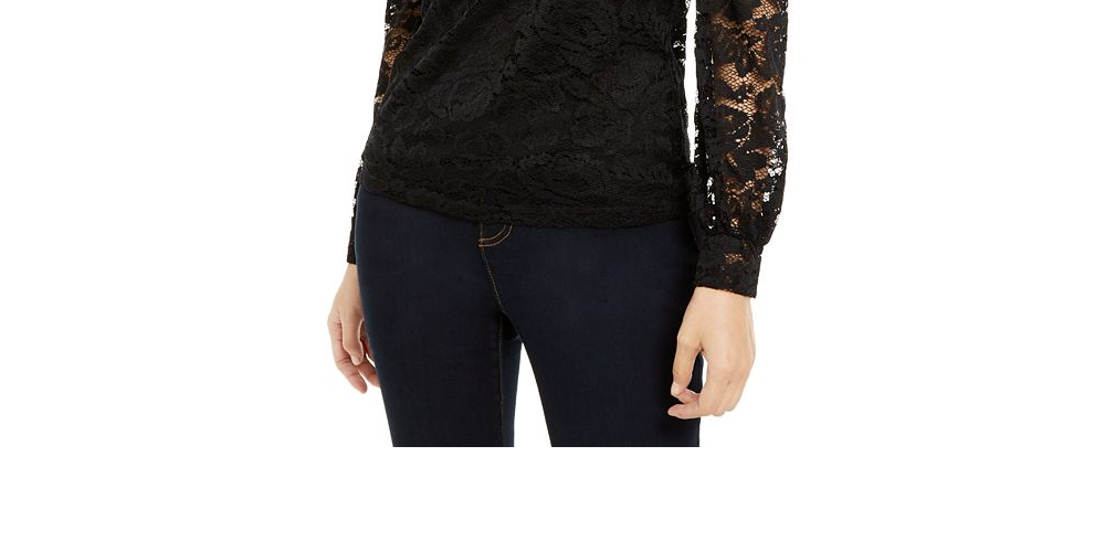 Blusa de renda feminina INC International Concepts, branca, tamanho pequeno