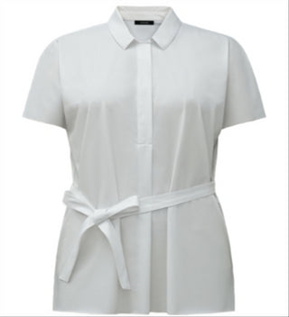 Camiseta feminina Alfani com gola amarrada na cintura, branca, tamanho M