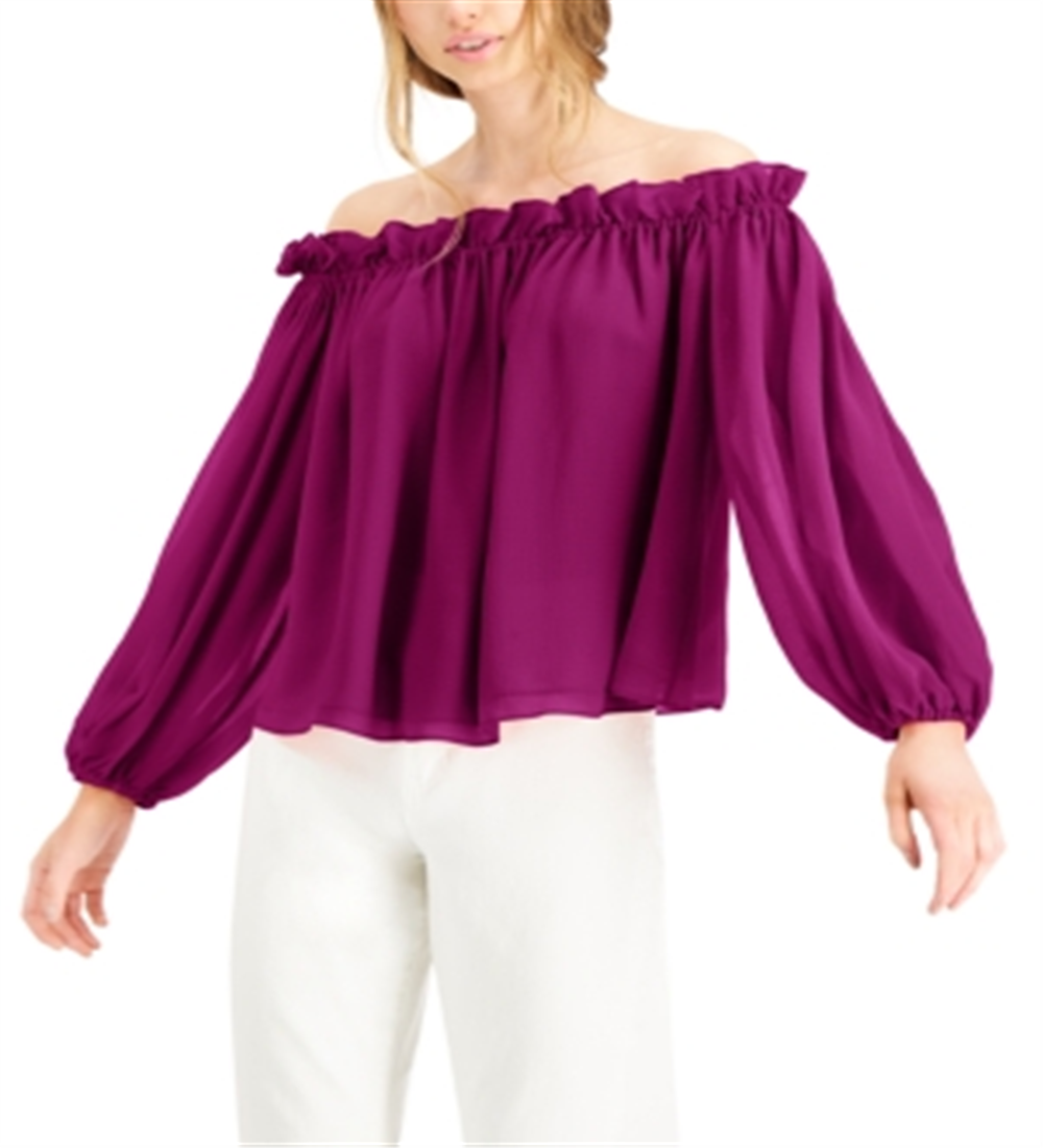 INC Top ombro a ombro feminino, roxo, tamanho P