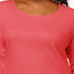 Karen Scott Blusa feminina de algodão com decote redondo, tamanho 3X, branca