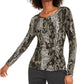 Blusa feminina com estampa animal e frente torcida INC International Concepts - Verde, tamanho XX-G
