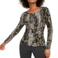 Blusa feminina com estampa animal e frente torcida INC International Concepts - Verde, tamanho XX-G