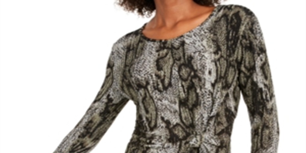 Blusa feminina com estampa animal e frente torcida INC International Concepts - Verde, tamanho XX-G