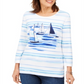 Karen Scott Blusa Feminina Estampa de Barco com Enfeites Branca Tamanho P