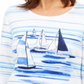 Karen Scott Blusa Feminina Estampa de Barco com Enfeites Branca Tamanho P