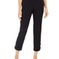 Calça feminina com controle de barriga e bainha em escada, estampa leopardo, tamanho XS, preta