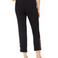 Calça feminina com controle de barriga e bainha em escada, estampa leopardo, tamanho XS, preta