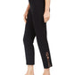 Calça feminina com controle de barriga e bainha em escada, estampa leopardo, tamanho XS, preta