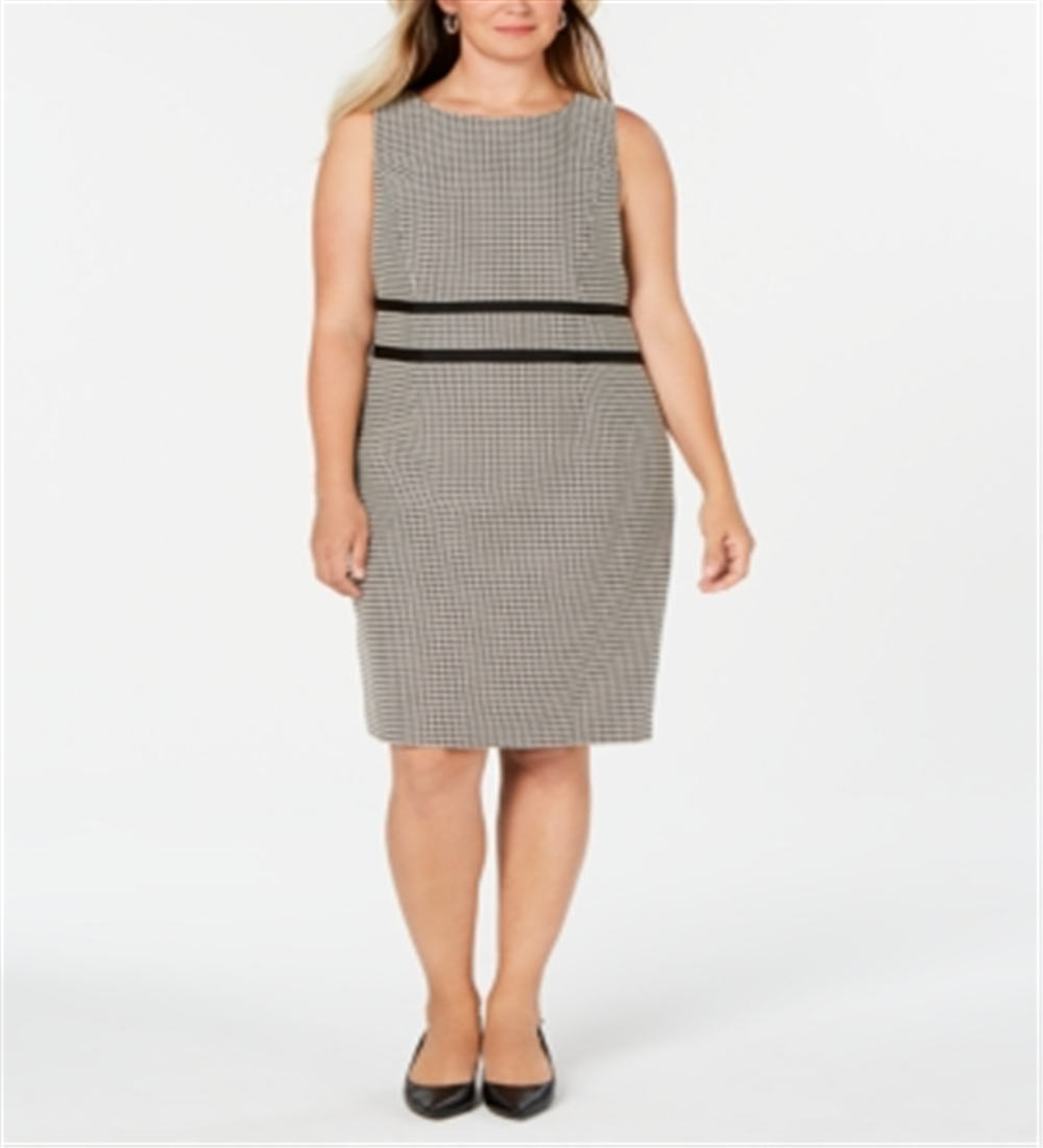 Vestido justo estampado feminino Kasper, preto, tamanho 14W