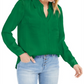 Blusa feminina INC Bright Pine com botões frontais, verde sólido, tamanho médio