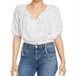 Blusa curta feminina com estampa de ilhós Santoline da French Connection - branca, tamanho G