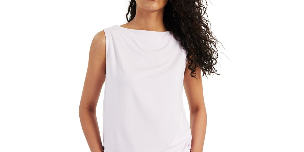 Alfani Modern Lounge Boat Neck Tank Top Feminino Roxo Tamanho Médio