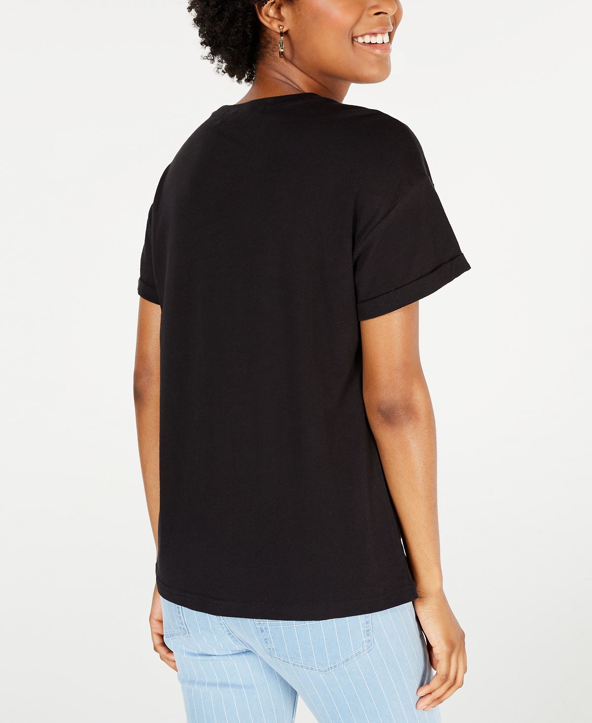 Camiseta feminina Rebellious One Holy Guacamole de algodão com estampa preta, tamanho médio