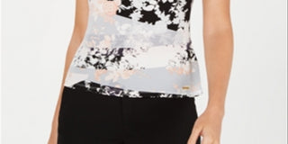 Blusa Calvin Klein Feminina Sem Mangas Patchwork Floral Cinza Tamanho Pequeno M