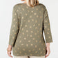 Karen Scott Plus Size Henley com estampa de folha feminina, verde, tamanho 0X