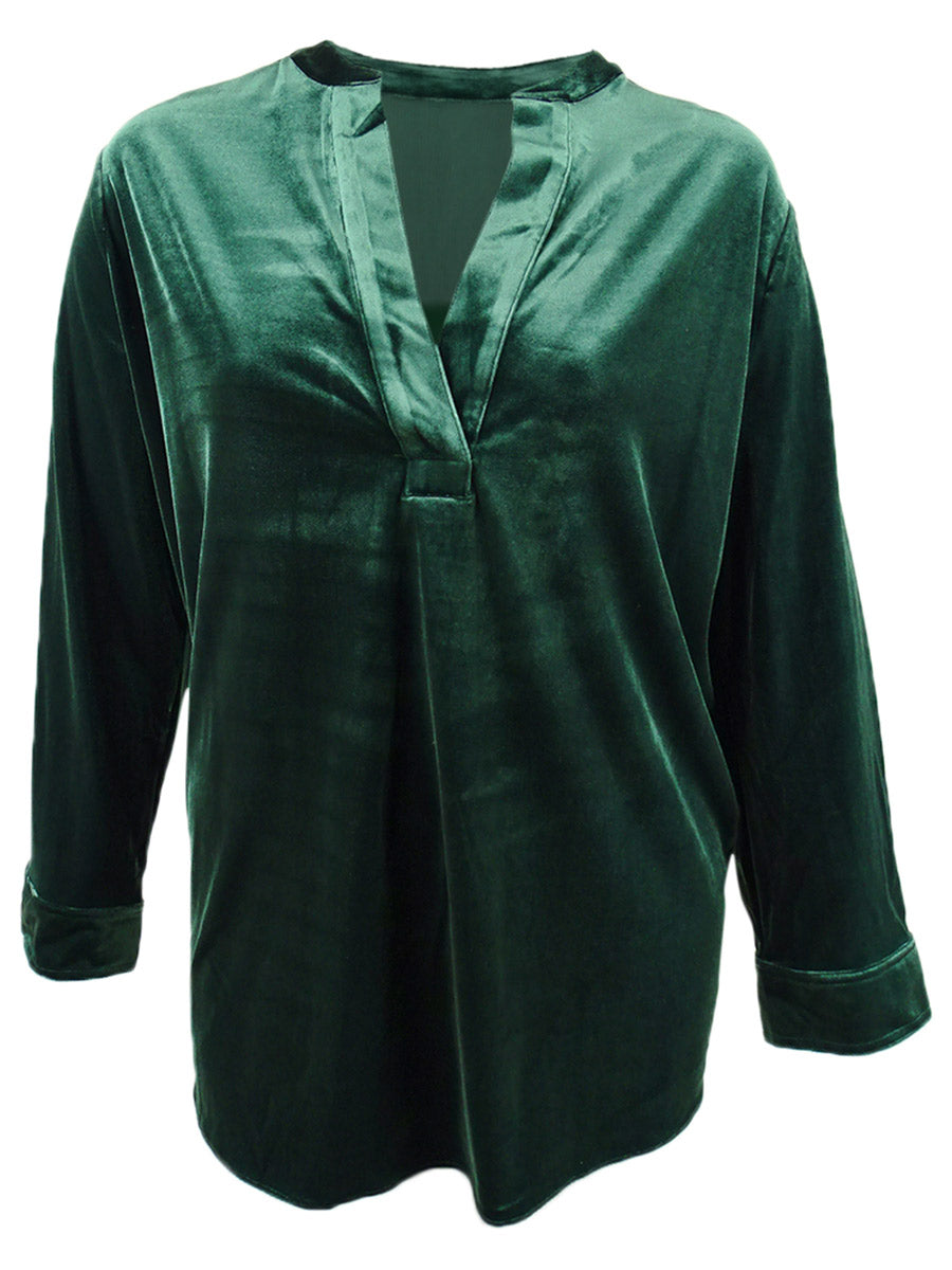 Blusa Ralph Lauren Plus Size Feminina de Veludo Elástico Verde Tamanho 1X