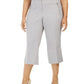 Calça curta de sarja Calvin Klein feminina plus size com zíper e bolso cinza, tamanho 24W