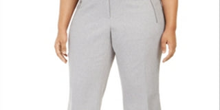Calça curta de sarja Calvin Klein feminina plus size com zíper e bolso cinza, tamanho 24W