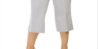 Calça curta de sarja Calvin Klein feminina plus size com zíper e bolso cinza, tamanho 24W