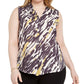 Blusa feminina Bar III Plus Abstract Hi Low amarela tamanho 2X