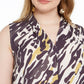 Blusa feminina Bar III Plus Abstract Hi Low amarela tamanho 2X