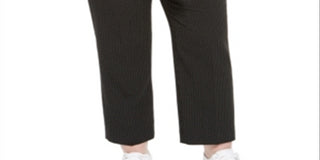 Calça feminina listrada Bar III Plus com cintura amarrada, preta, tamanho 24W