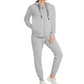 Moletom com capuz feminino DKNY Sport Logo Terry com zíper, prateado, tamanho M