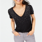Camiseta feminina com detalhes INC International Concepts, preta, tamanho pequeno