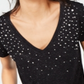 Camiseta feminina com detalhes INC International Concepts, preta, tamanho pequeno