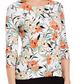 Blusa feminina com estampa floral JM Collection, branca, tamanho pequeno M