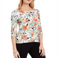 Blusa feminina com estampa floral JM Collection, branca, tamanho pequeno M