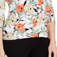 Blusa feminina com estampa floral JM Collection, branca, tamanho pequeno M