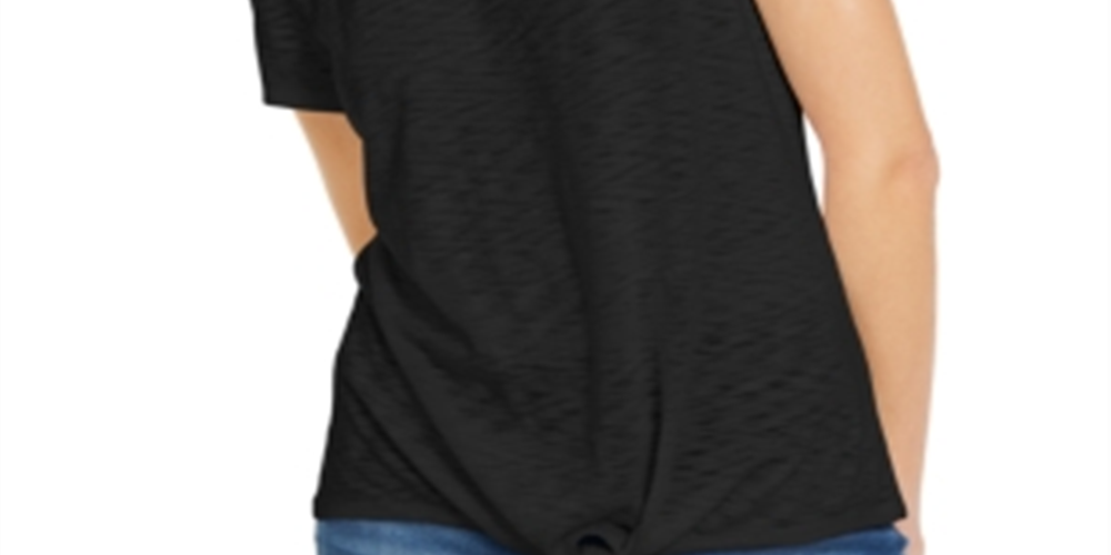 Camiseta feminina com amarração frontal da INC International Concepts, preta, tamanho pequeno e pequeno