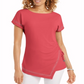JM Collection Top Feminino com Amarração Lateral e Babados Rosa Tamanho Médio