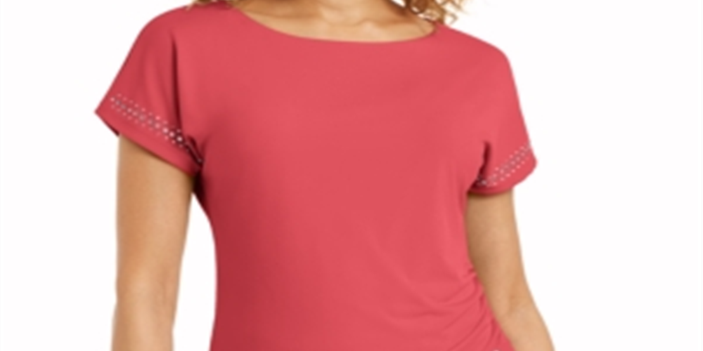 JM Collection Top Feminino com Amarração Lateral e Babados Rosa Tamanho Médio