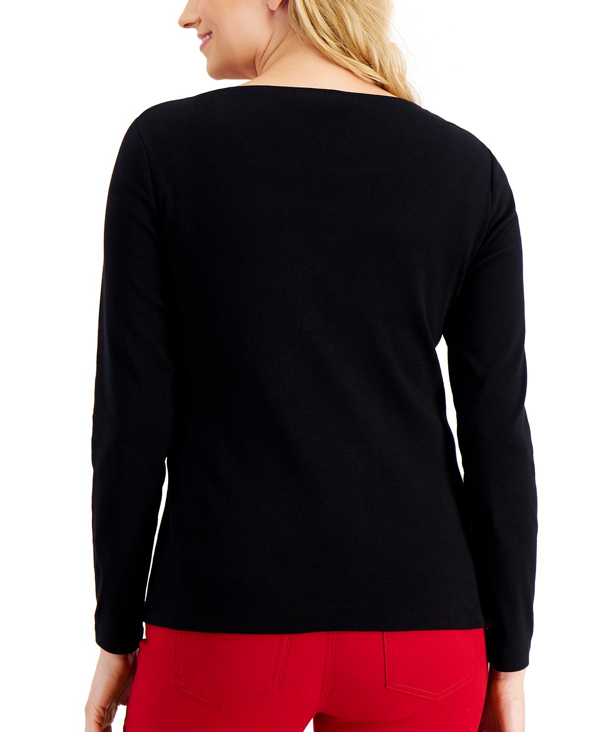 Karen Scott Top Feminino de Algodão com Enfeites Azul Tamanho M