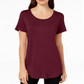 JM Collection Top feminino com decote redondo, vermelho, tamanho X-S