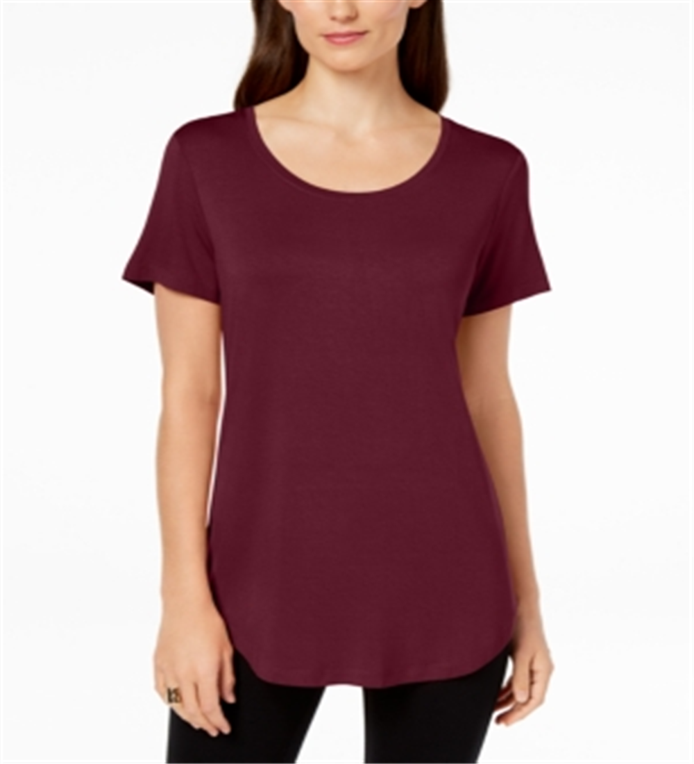 JM Collection Top feminino com decote redondo, vermelho, tamanho X-S
