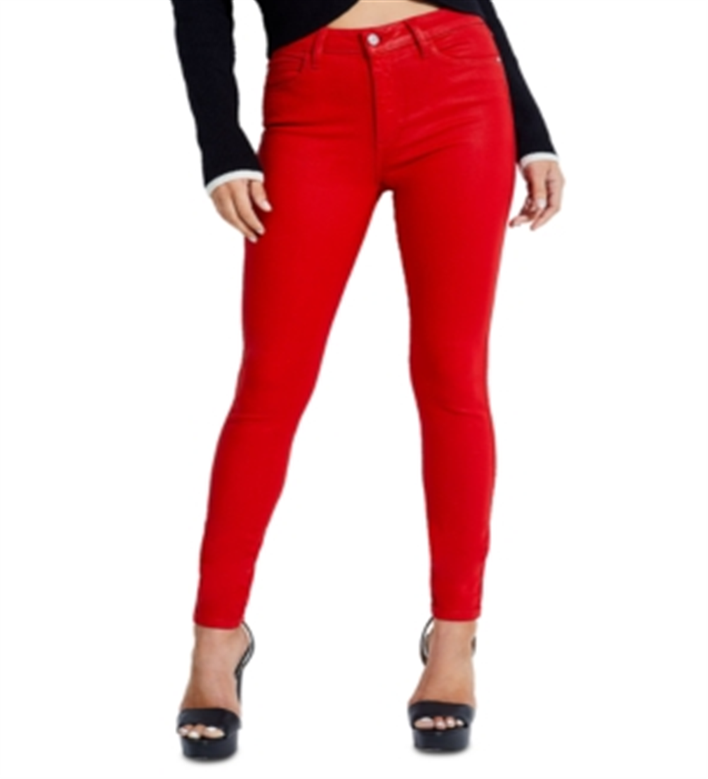 Calça jeans skinny com revestimento Guess feminina vermelha tamanho 29