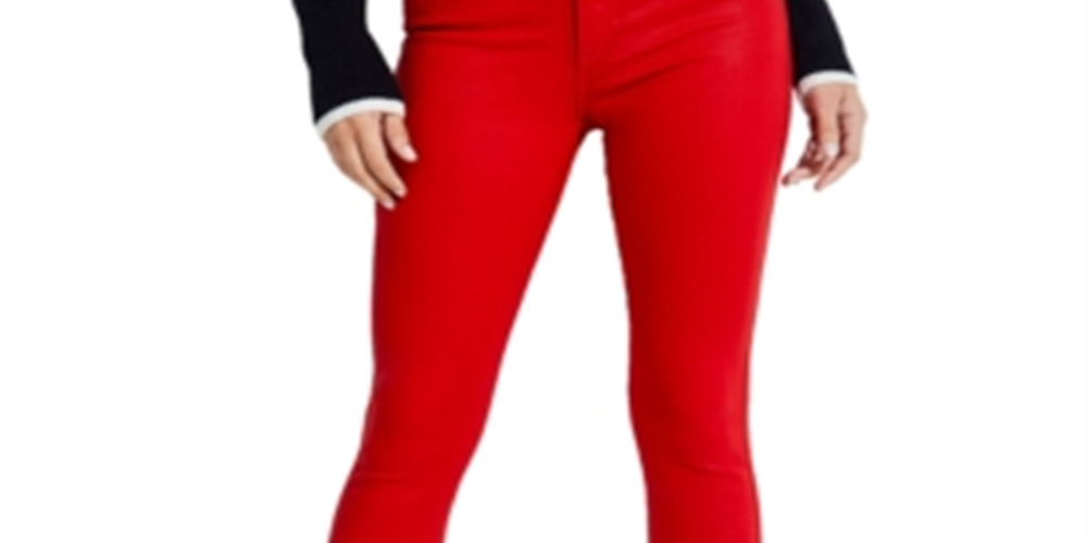 Calça jeans skinny com revestimento Guess feminina vermelha tamanho 29