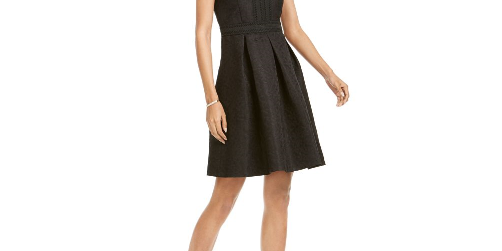 Vestido feminino bordado Pappagallo, preto, tamanho 4