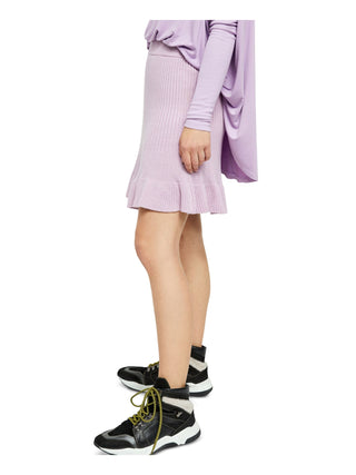 Saia feminina canelada com babados e acabamento roxo, tamanho médio, da Free People