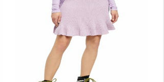 Saia feminina canelada com babados e acabamento roxo, tamanho médio, da Free People