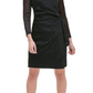 Vestido de coquetel Tommy Hilfiger feminino com cinto mesclado, manga comprida, gola joia, cinza, tamanho 4