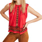 Blusa feminina sem mangas com estampa e gola redonda, tamanho grande, vermelha, da Free People