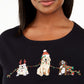Karen Scott Plus Caroling Dog Festive Lights Top de Natal Feminino Preto Tamanho 0X