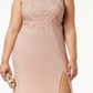 Vestido de festa feminino Morgan &amp; Co. Plus Size, marrom, com renda e glitter, tamanho 18W