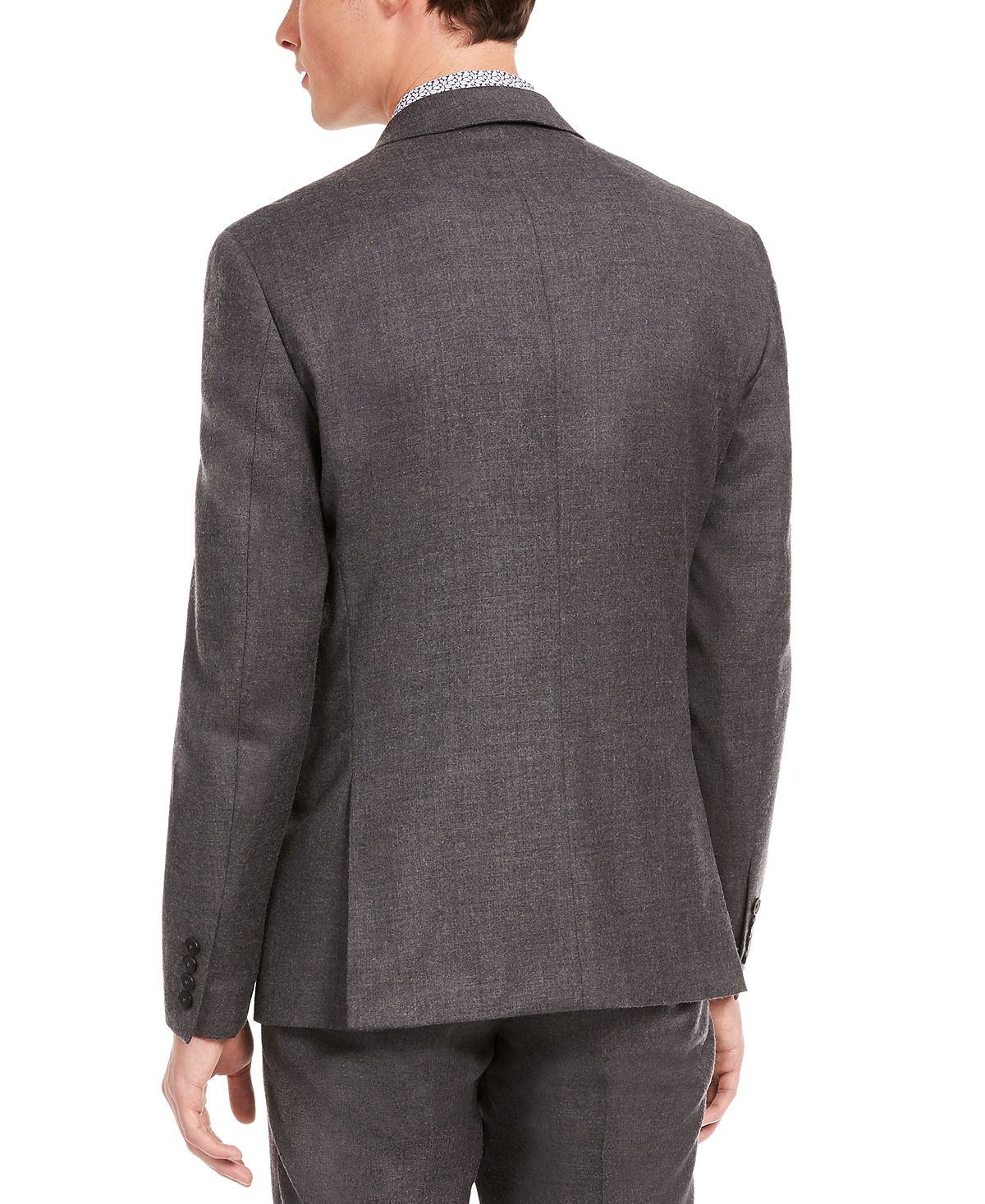 Terno masculino Bar III de abotoamento simples mesclado, corte slim, mistura de lã, cinza, tamanho 42