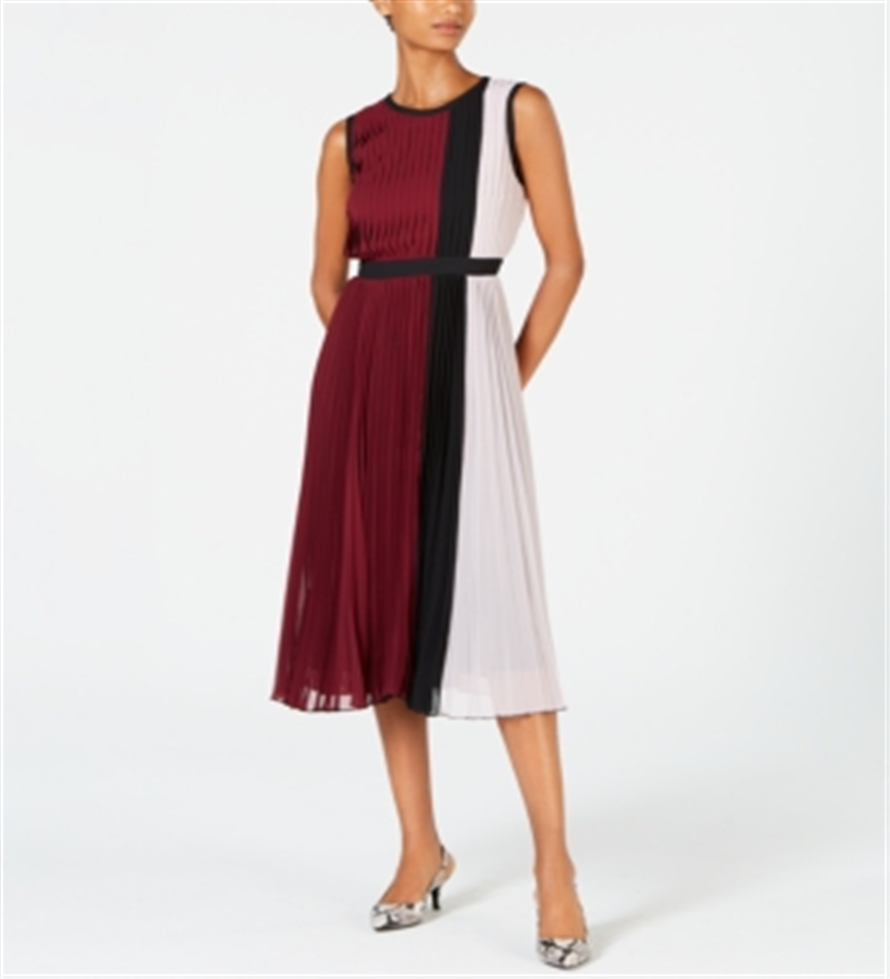 Vestido midi plissado com blocos de cores Alfani feminino, roxo, tamanho pequeno